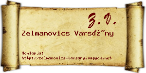 Zelmanovics Varsány névjegykártya